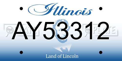 AY53312 Illinois License Plate