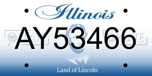 AY53466 Illinois License Plate