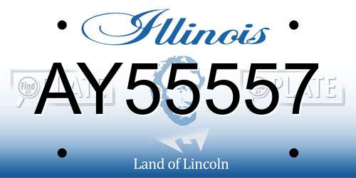 AY55557 Illinois License Plate