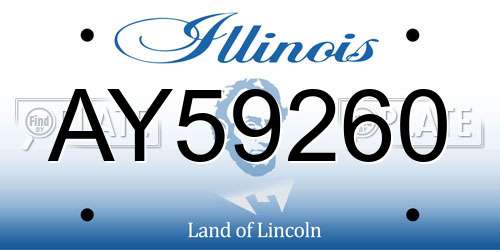 AY59260 Illinois License Plate