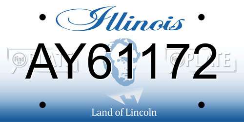 AY61172 Illinois License Plate