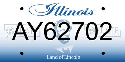 AY62702 Illinois License Plate