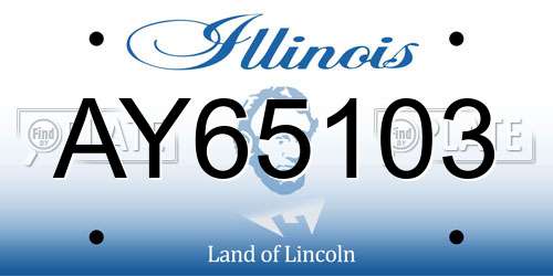 AY65103 Illinois License Plate