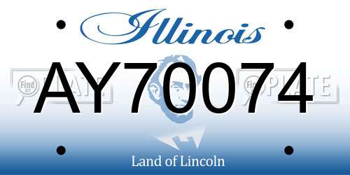 AY70074 Illinois License Plate