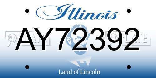 AY72392 Illinois License Plate
