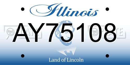 AY75108 Illinois License Plate