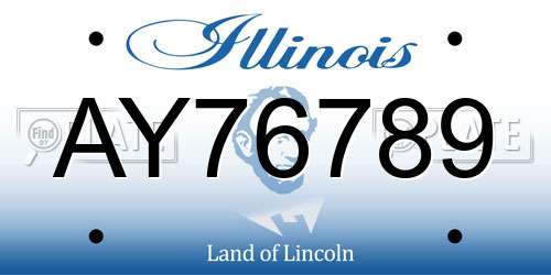 AY76789 Illinois License Plate