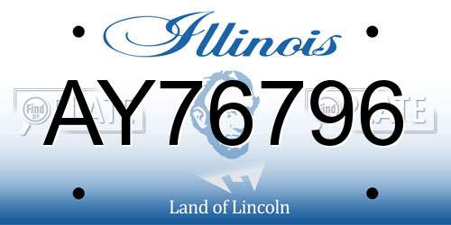 AY76796 Illinois License Plate