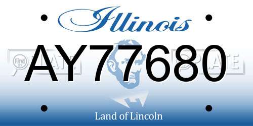 AY77680 Illinois License Plate