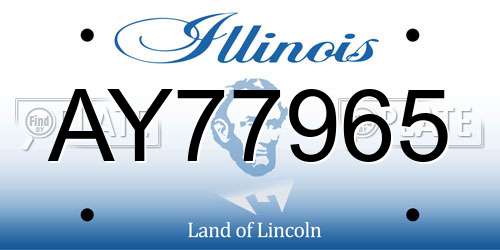 AY77965 Illinois License Plate