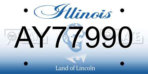AY77990 Illinois License Plate