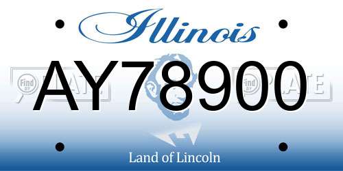 AY78900 Illinois License Plate