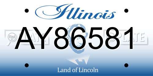 AY86581 Illinois License Plate