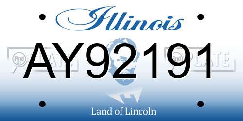 AY92191 Illinois License Plate
