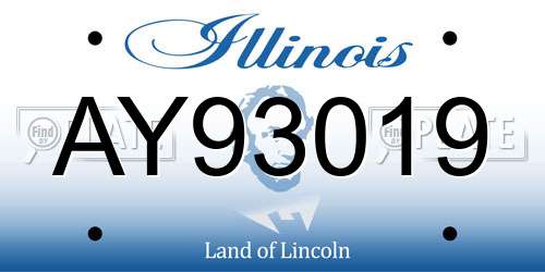 AY93019 Illinois License Plate