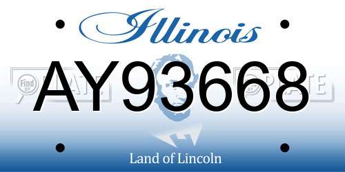 AY93668 Illinois License Plate