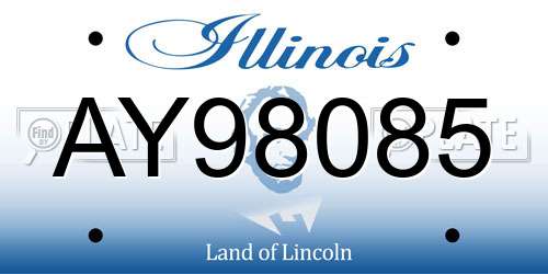 AY98085 Illinois License Plate