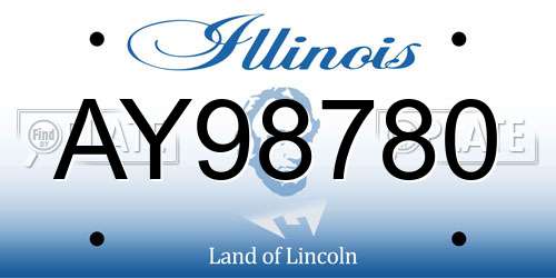 AY98780 Illinois License Plate