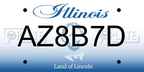 AZ8B7D Illinois License Plate