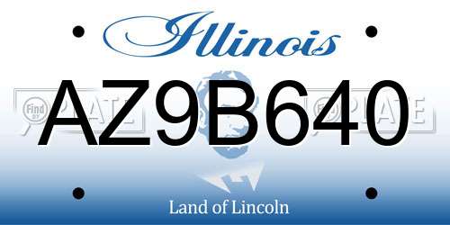 AZ9B640 Illinois License Plate