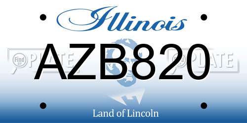 AZB820 Illinois License Plate