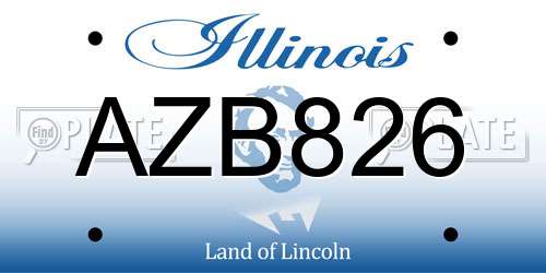 AZB826 Illinois License Plate