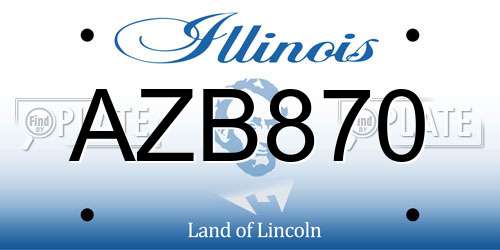 AZB870 Illinois License Plate