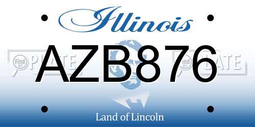 AZB876 Illinois License Plate