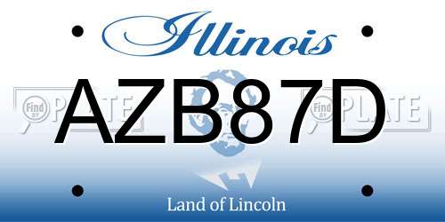 AZB87D Illinois License Plate