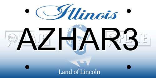 AZHAR3 Illinois License Plate