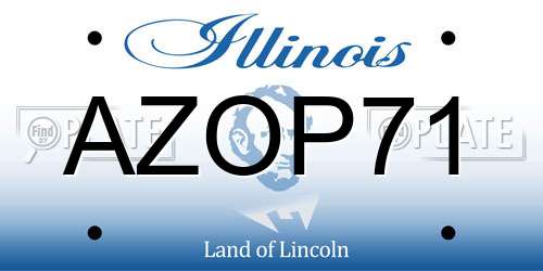AZOP71 Illinois License Plate