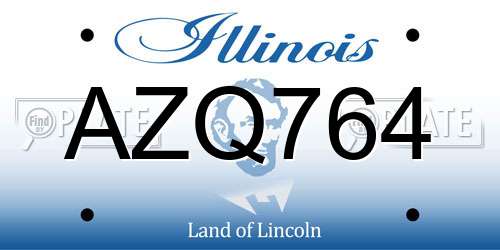 AZQ764 Illinois License Plate