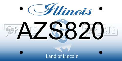 AZS820 Illinois License Plate