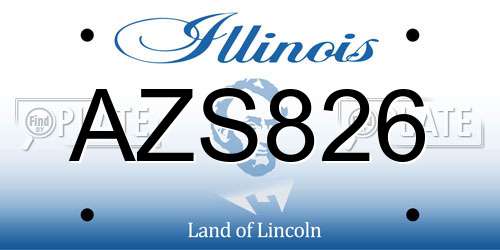 AZS826 Illinois License Plate