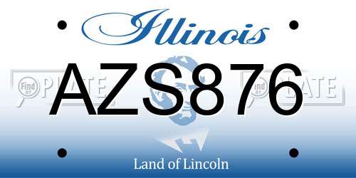 AZS876 Illinois License Plate