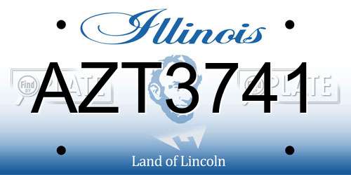 AZT3741 Illinois License Plate