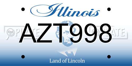AZT998 Illinois License Plate
