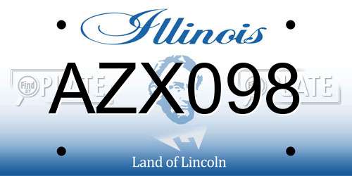 AZX098 Illinois License Plate