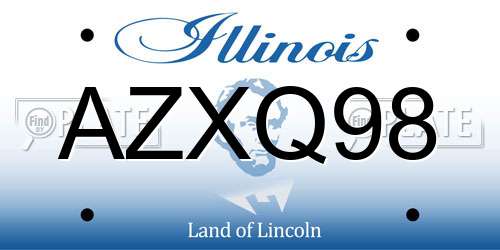 AZXQ98 Illinois License Plate