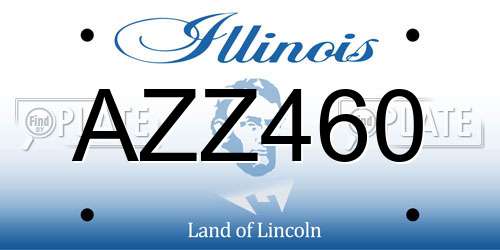 AZZ460 Illinois License Plate