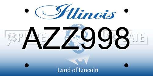 AZZ998 Illinois License Plate