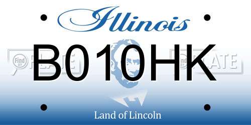 B010HK Illinois License Plate