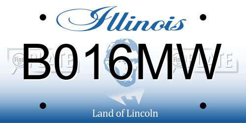 B016MW Illinois License Plate