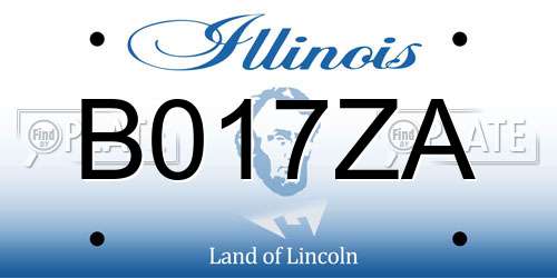 B017ZA Illinois License Plate