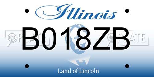 B018ZB Illinois License Plate
