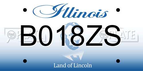 B018ZS Illinois License Plate