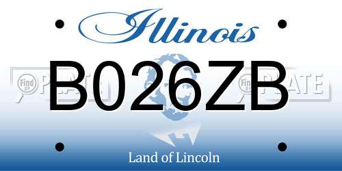B026ZB Illinois License Plate