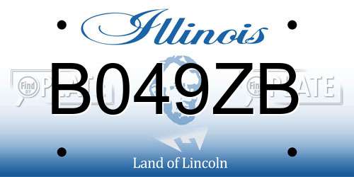 B049ZB Illinois License Plate