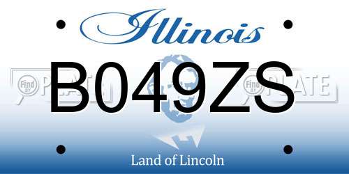 B049ZS Illinois License Plate