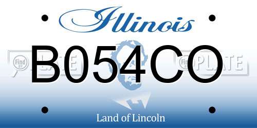 B054CO Illinois License Plate